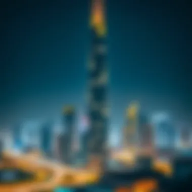 Stunning view of Al Fakhama Tower against the Dubai skyline