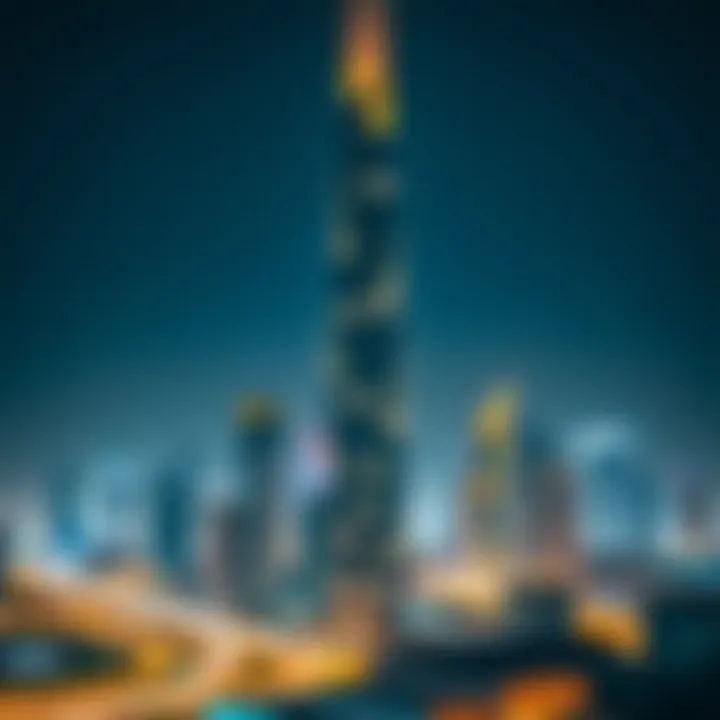 Stunning view of Al Fakhama Tower against the Dubai skyline