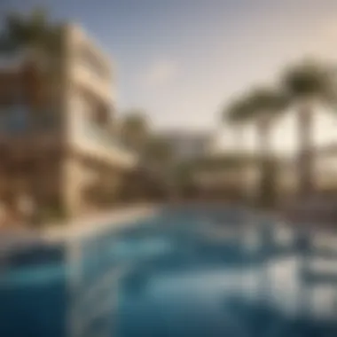 Community amenities at Al Yasmeen Building, including a pool and gym