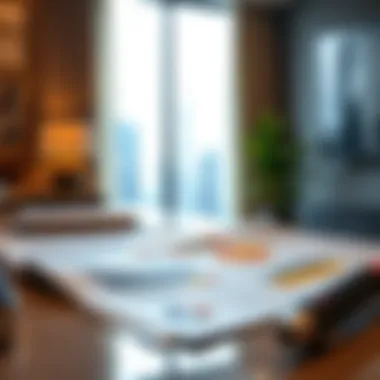 Real estate market analysis and reports on a desk