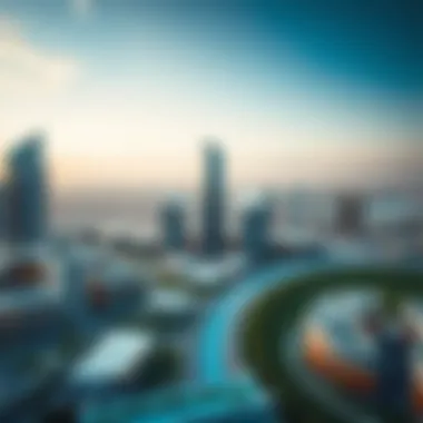 Aerial view of Aykon City showcasing its modern architecture