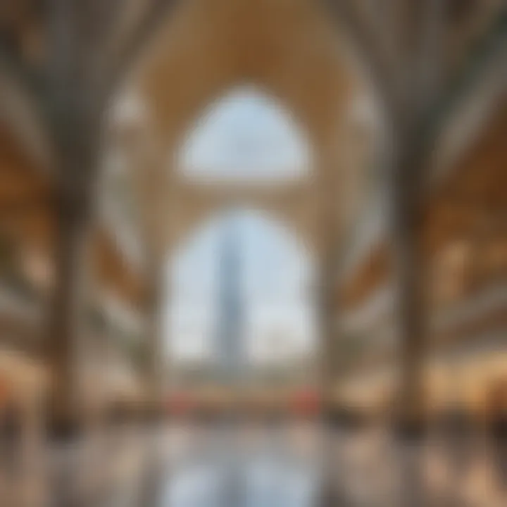 Architectural details of Burj Khalifa Mall emphasizing modern design