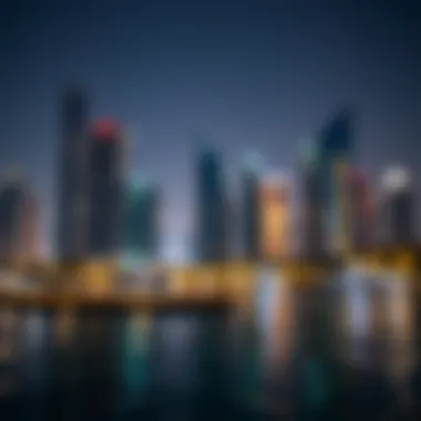 Enchanting Nightscape of Business Bay Night view of illuminated Business Bay towers reflecting on the waterfront