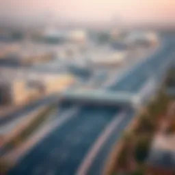 Aerial view of Dubai showcasing Salik toll booths