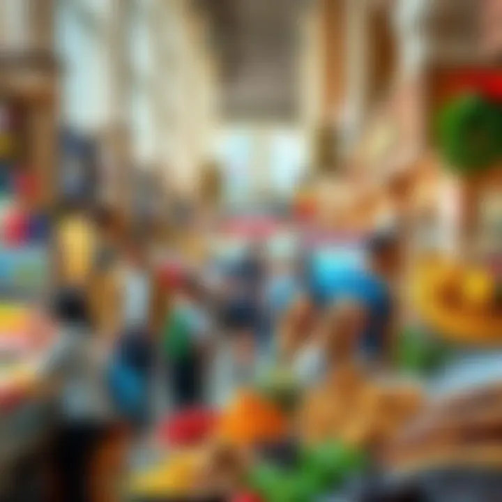 Vibrant Food Market at Dubai Hills Mall A vibrant food market within the mall displaying an array of local and international delicacies.