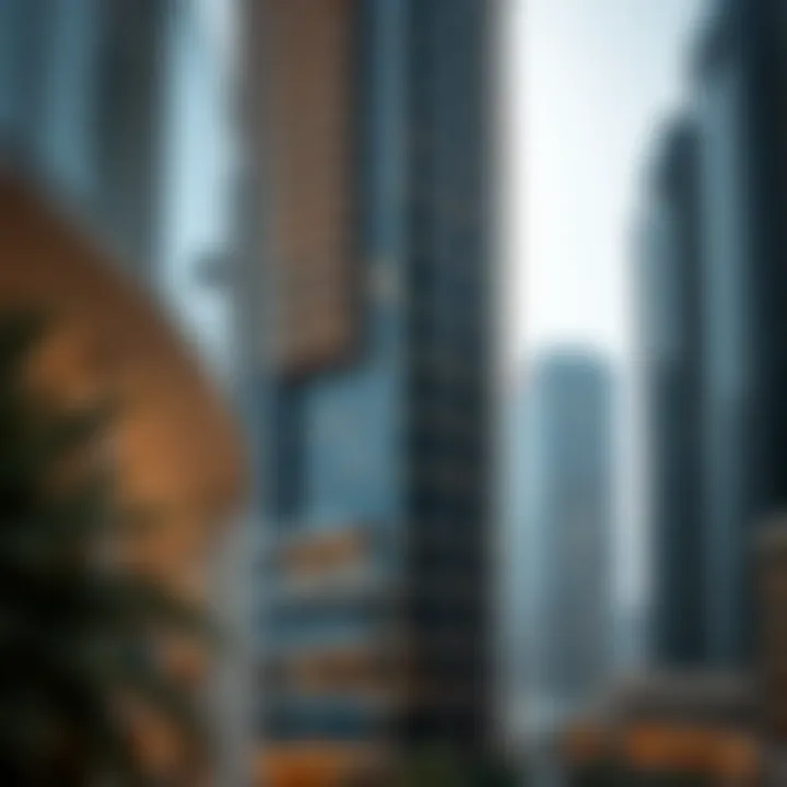 Architectural details of the DT1 Tower showcasing modern design