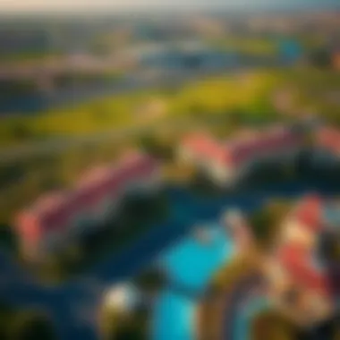 Aerial View of Dubai Hills Park Heights A stunning aerial view of Dubai Hills Park Heights showcasing the luxurious residences and landscaped surroundings.