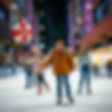 Joyful Moments at Dubai Mall Skating Rink A vibrant scene from the Dubai Mall skating rink filled with joy and excitement