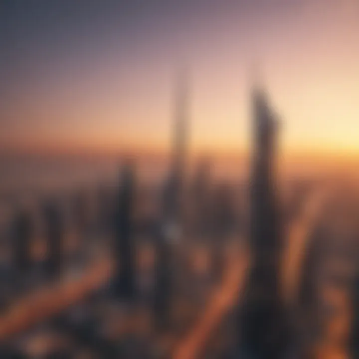 Breathtaking view of the Dubai skyline at sunset