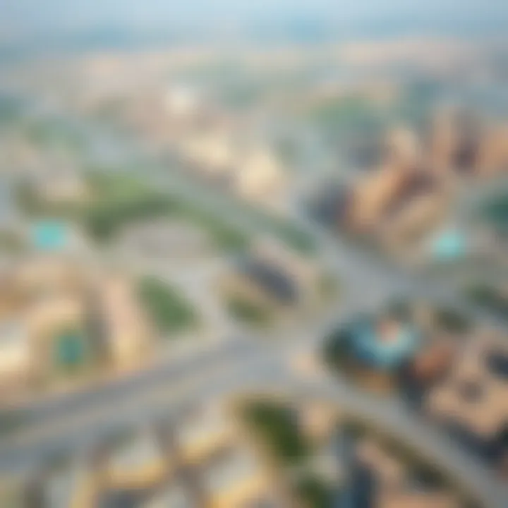 Aerial Perspective of Al Aweer Aerial view of Al Aweer's landscape showcasing its urban development