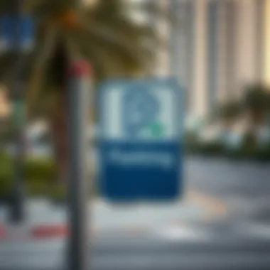 Parking sign near Burj Park indicating available spots