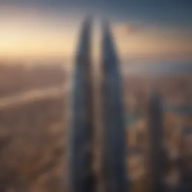 Aerial view showcasing the stunning architecture of Davinci Tower against the Dubai skyline