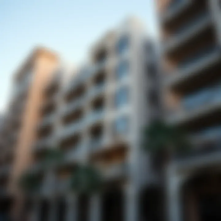 Architectural details of a residential building in DIFC Village