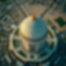 Aerial view showcasing the unique dome structure and surrounding area of Dome Tower