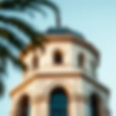 Close-up of the architectural details highlighting the design elements of Dome Tower