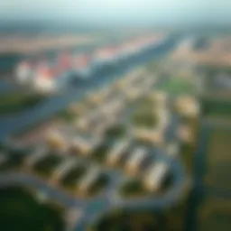 Aerial view of Mirdif showcasing its residential layout amid greenery