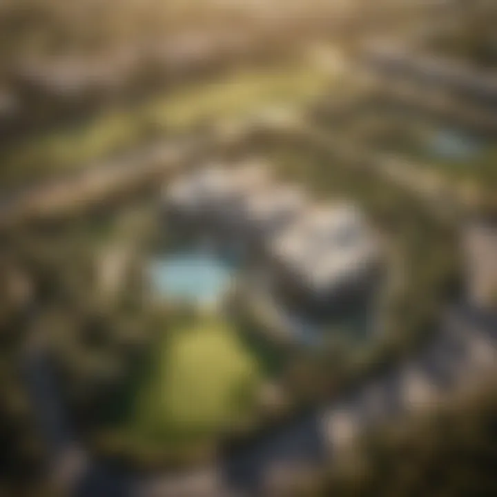 Aerial view of the golf facilities near Expo Golf Villas