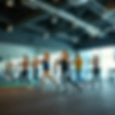 Dynamic Group Fitness Class Group fitness class in session