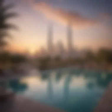 Breathtaking view of Dubai skyline from villa terrace