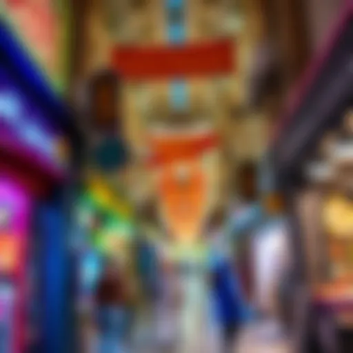 Vibrant Street Scene at Meena Bazaar A vibrant street view of Meena Bazaar showcasing colorful shopfronts