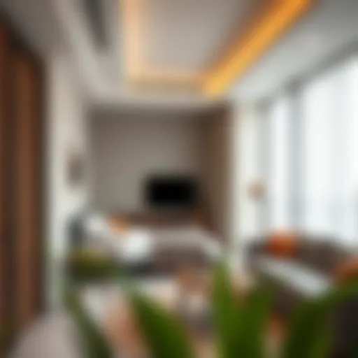 A modern studio room showcasing contemporary design and spaciousness