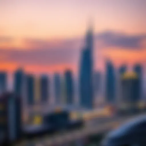 Dubai Skyline at Dusk Stunning skyline of Dubai showcasing modern architecture