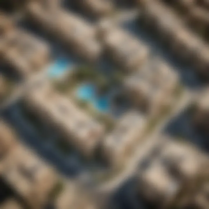 Aerial view of Rawda Apartments and its proximity to key Dubai attractions