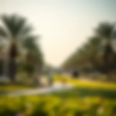 Park Scene in Jumeirah Village Circle Tranquil park scene in Jumeirah Village Circle with families enjoying the outdoors