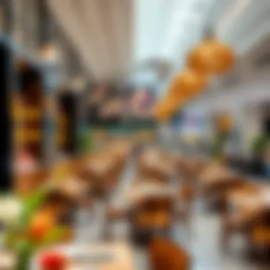 A dining area within a shopping complex offering culinary delights