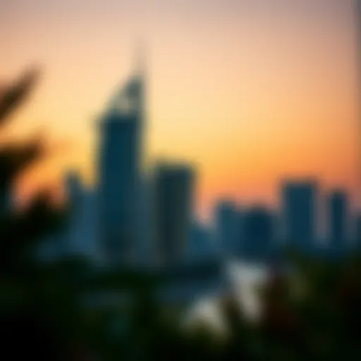 Stunning skyline view of Silicon Oasis Palace Tower at dusk.