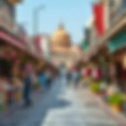 A panoramic view of Souk Deira Street showcasing its vibrant stalls and rich cultural ambiance