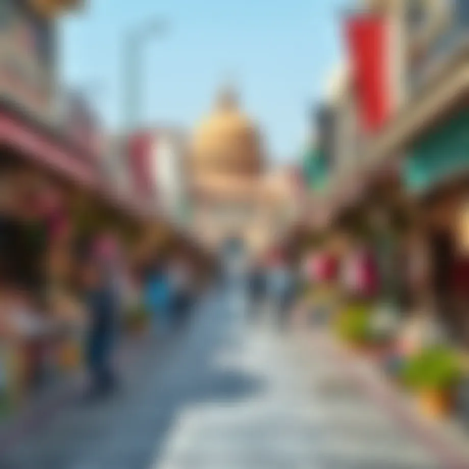 A panoramic view of Souk Deira Street showcasing its vibrant stalls and rich cultural ambiance