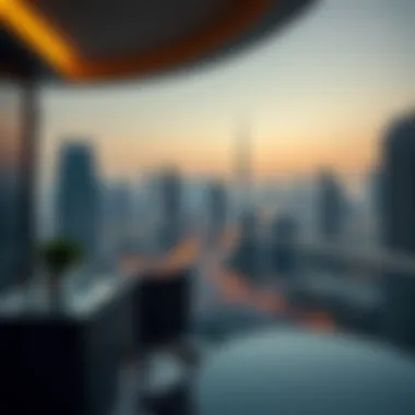 Breathtaking Skyline View from Apartment View of Dubai skyline from a studio apartment balcony