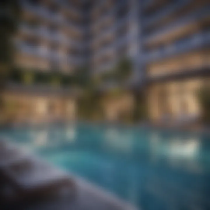 Luxurious amenities at The Atria Residences including a swimming pool and lounge area