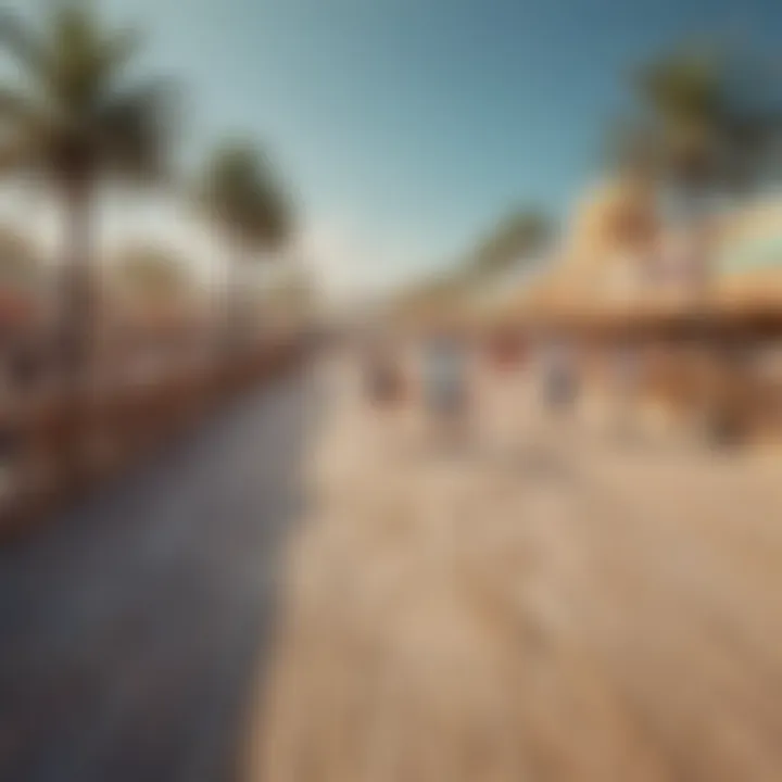 A lively scene of families enjoying leisure activities at the Boardwalk