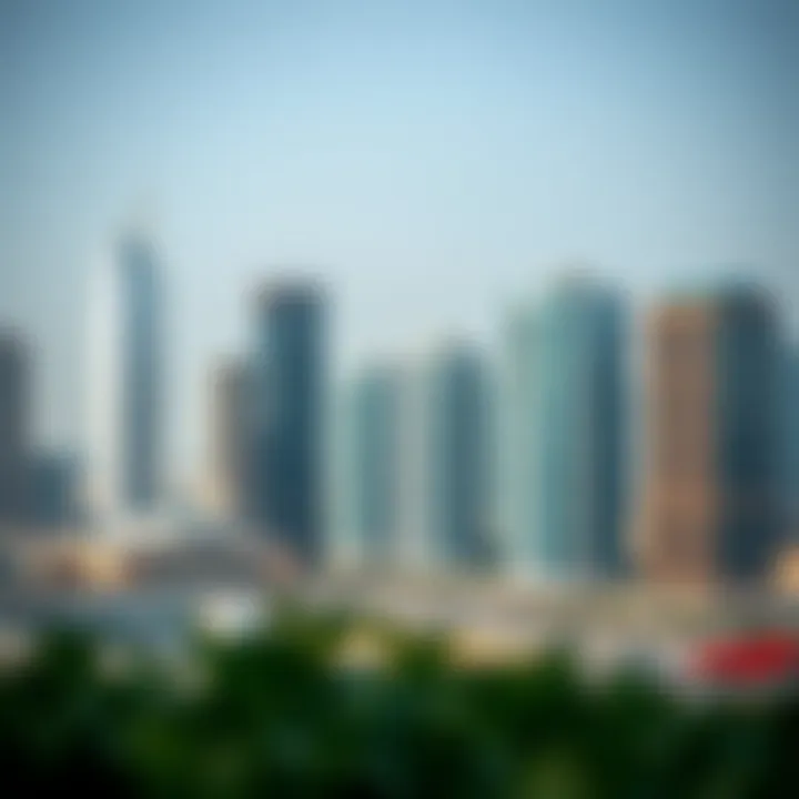 Panoramic View of Dubai's Gulf Commercial Area Panoramic view of Dubai's Gulf Commercial area showcasing modern architecture