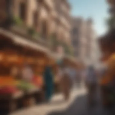 Local market scene in Old City Dubai filled with vibrant colors