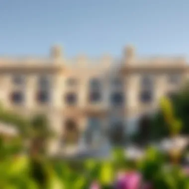 A stunning view of The Magnolias showcasing its intricate architecture amidst lush greenery