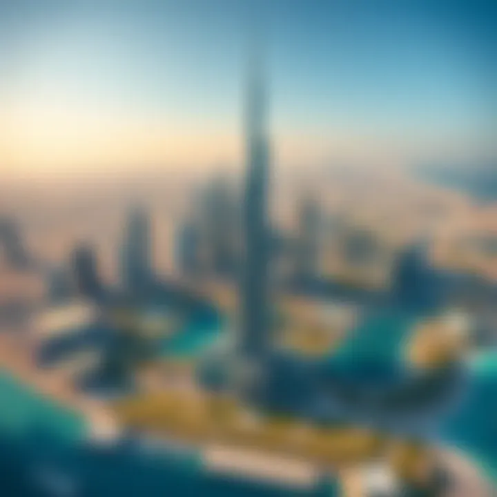 Innovative Designs from Above An aerial perspective showcasing the innovative designs of Dubai's latest towers