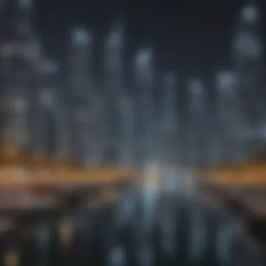 Stunning skyline of Dubai Marina illuminated at night