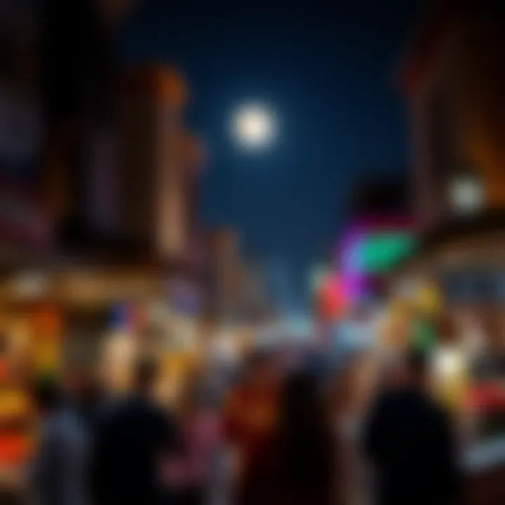 Nighttime Souk Experience Vibrant souk bustling with activity under the moonlight.