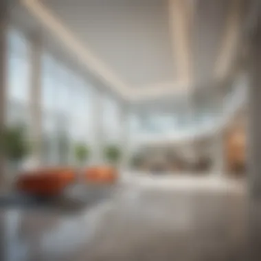 Interior lobby of the Opal Business Center featuring contemporary design