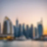 Dubai Marina Skyline at Sunset A stunning view of Dubai Marina skyline at sunset