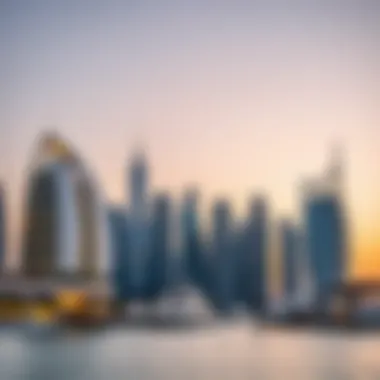 Dubai Marina Skyline at Sunset A stunning view of Dubai Marina skyline at sunset