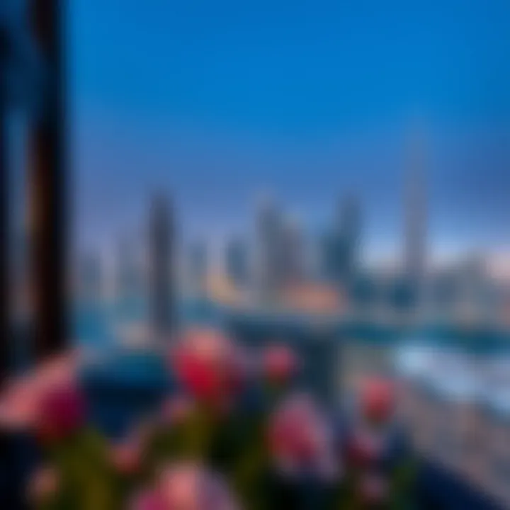 Panoramic view of Dubai skyline from Zada Residence balcony