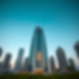 Stunning view of Dubai's iconic gate tower reflecting modern architecture