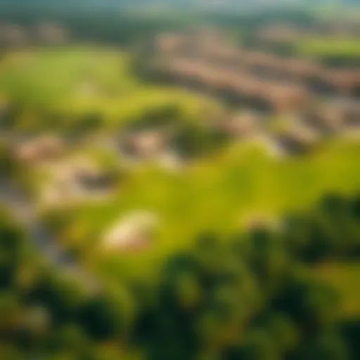 Aerial view showcasing the lush greenery and golf courses of Golf Grove