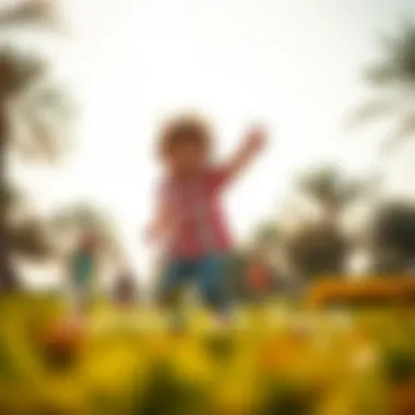 Family enjoying a day in the park with children playing