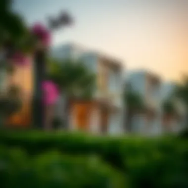 Modern residential properties in Jumeirah Park with landscaped gardens