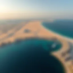 Aerial view of Marjan Island showcasing its stunning coastline